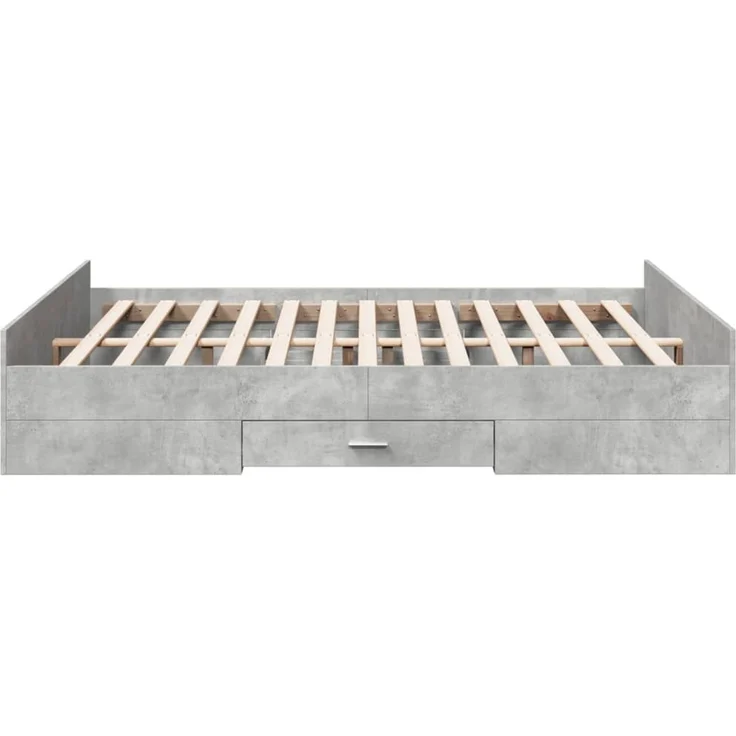 vidaXL Bettgestell mit Schubladen Betongrau 140x200 cm Holzwerkstoff 3280296 – Bild 5