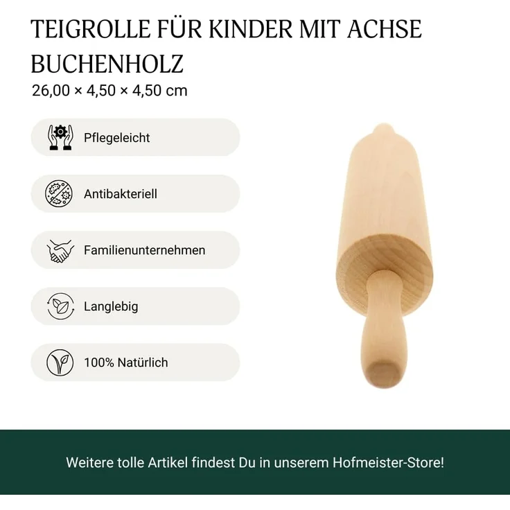 Hofmeister 30115 kleine Teigrolle für Kinderküche 23x4 cm – Bild 3