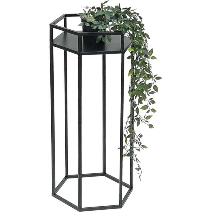 DanDiBo Blumenhocker Metall Schwarz 6eck 60 cm Blumenständer Blumensäule 96453 M Pflanzenhocker Modern Pflanzenständer