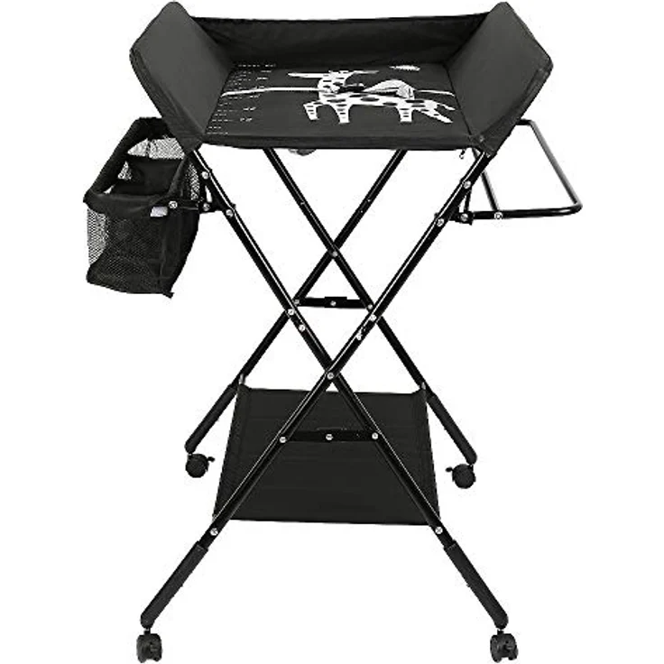 Wickelstation für Baby, Wickeltisch, faltbar, tragbar, Wickeltisch, faltbar, tragbar, mit Aufbewahrungskorb, maximale Belastung von 25 kg,80 x 66 x 98 cm (Schwarz) – Bild 4