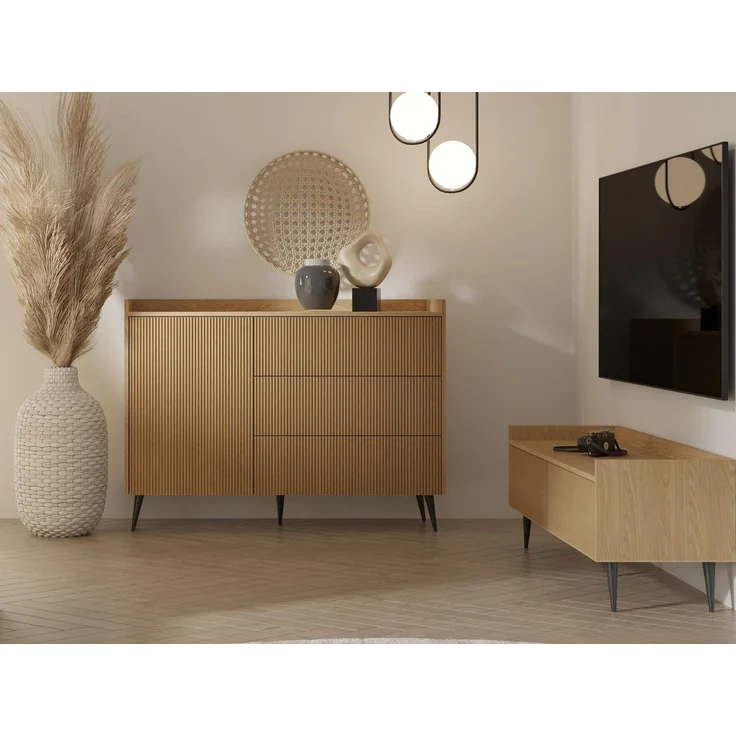 Compleo Schubkastenkommode mit 3 Schubladen, Japandi design, Sideboard modern MODE – Bild 2