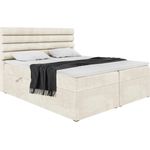 MEBLINI Boxspringbett KARIM 160x200 cm mit Bettkasten - H3/Creme Samt Polsterbett - Doppelbett mit Topper & Taschenfederkern-Matratze