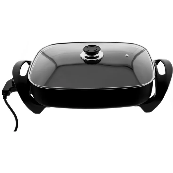 Elektrische Multifunktionspfanne 30 x 40 cm - Pizzapfanne 1500W in Schwarz