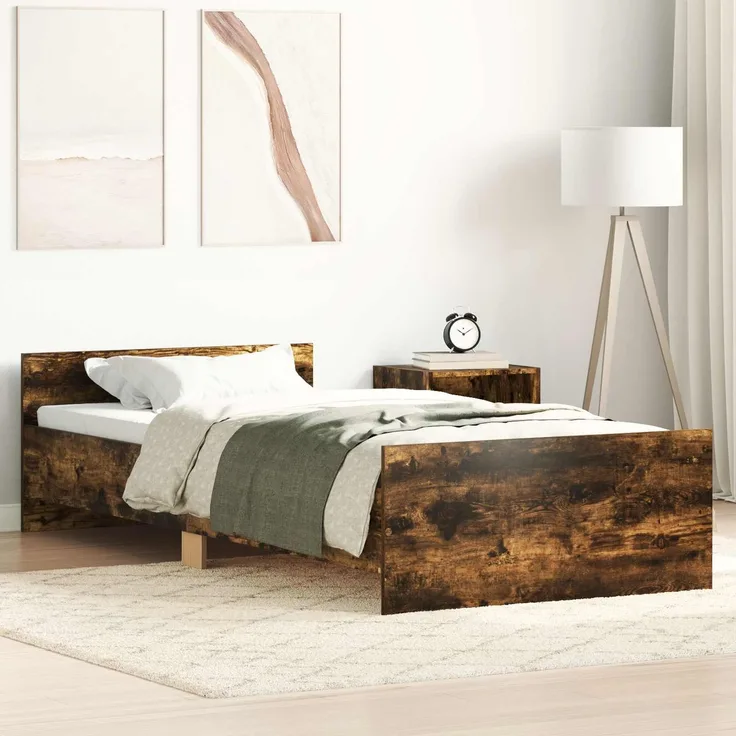 vidaXL Bettgestell mit Kopfteil Geräucherte Eiche 80 x 200 cm 8009029