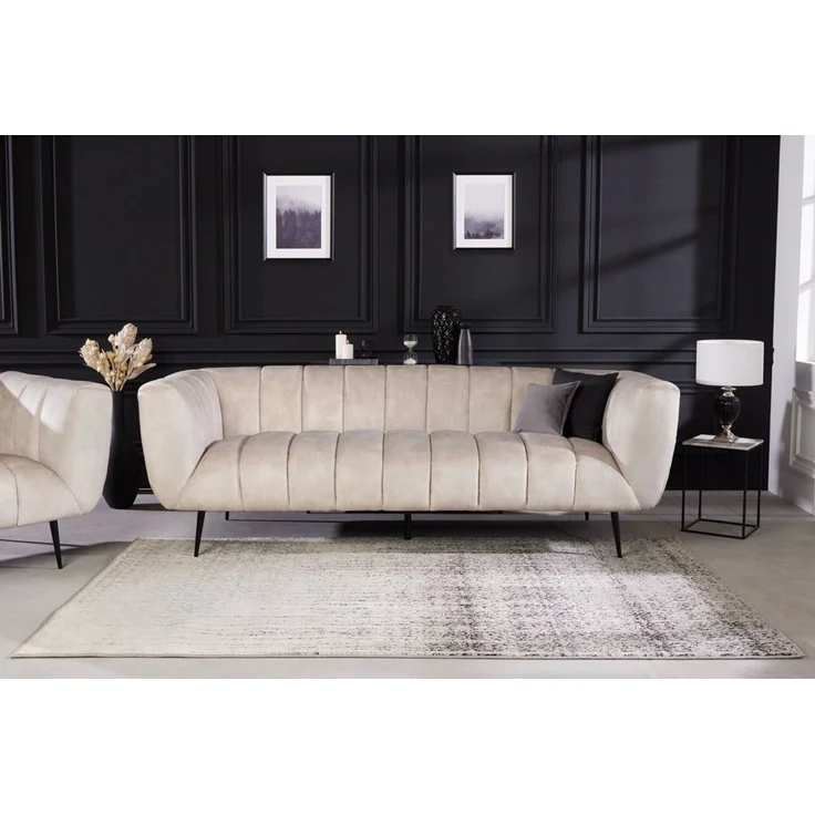 riess-ambiente Sofa NOBLESSE 225cm champagner / schwarz, Einzelartikel 1 Teile, Wohnzimmer · Samt · Metall · 3-Sitzer · Federkern · Retro Design – Bild 3