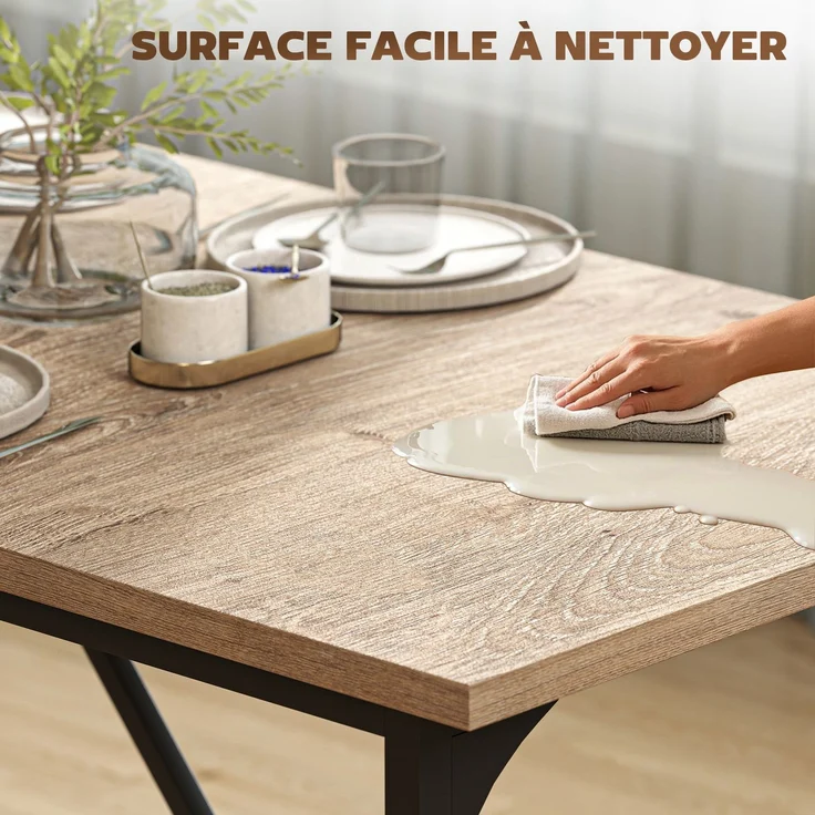 Rechteckiger Esstisch für 6–8 Personen, Küchentisch im Industrial-Stil, 180 x 80 x 75,5 cm, Naturholzoptik – Bild 9