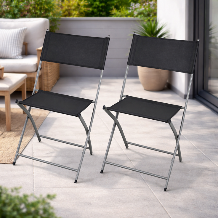 2er Garten Klappstuhl Gartenstuhl Campingstuhl Klappbar Anthrazit – Bild 2