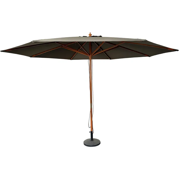 Sonnenschirm Ø 4m Schirm Marktschirm Gartenschirm Holzgestell UV15 Steingrau