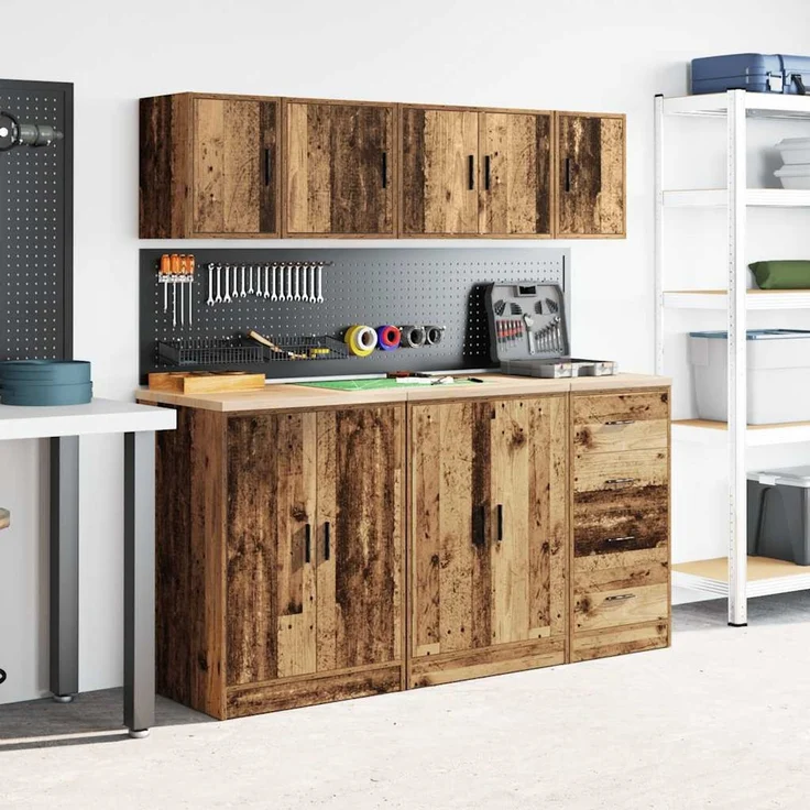 vidaXL Garagen-Wandschrank Altholz-Optik Holzwerkstoff 860621 – Bild 3