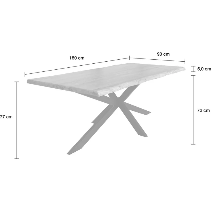 LC Home Esstisch »Ottawa« 180x90 cm Akazie massiv – Massivholztisch mit Baumkante & schwarzem Spinnengestell – Bild 3