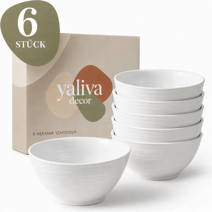 Schüssel Set 6 Stück Keramik Schüsseln, 350 ml Schalen, Dessertschalen, Obstschalen