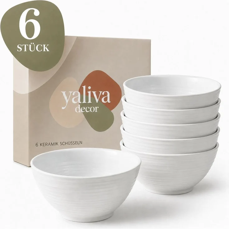 Schüssel Set 6 Stück Keramik Schüsseln, 350 ml Schalen, Dessertschalen, Obstschalen – Bild 1