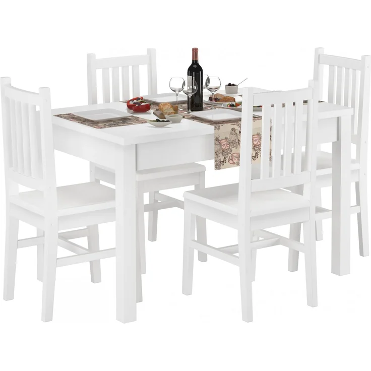 Weißer Stuhl Eris Küchenstuhl Massivholzstuhl Esszimmerstuhl Kiefer 90.71-01 W – Bild 2