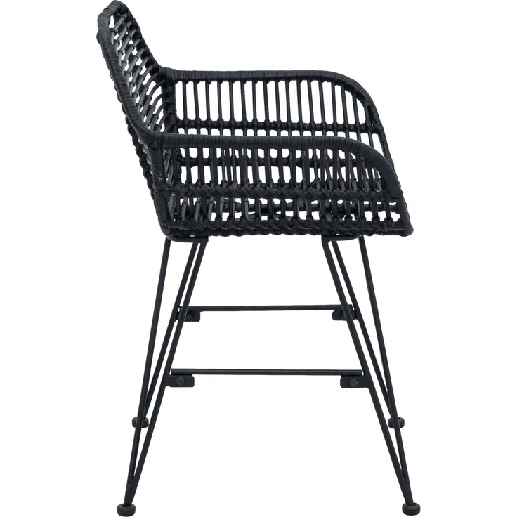 vidaXL Esszimmerstuhl 2 pcs Schwarz 55 x 50 x 74 cm Rattan und Eisen 42011557 – Bild 5