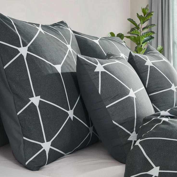 Bettdecke Flauschige Decke Bettwäsche 135x200 4teilig Anthrazit Geometrie Muster – Bild 7