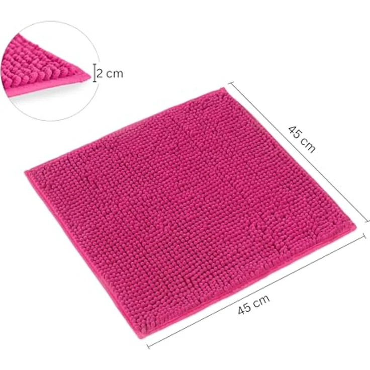 WohnDirect Badematte 45x45 cm | Pink - rutschfest & Waschbar - Badezimmerteppich zum Set kombinierbar, Badvorleger, WC Garnitur, Badteppich – Bild 3