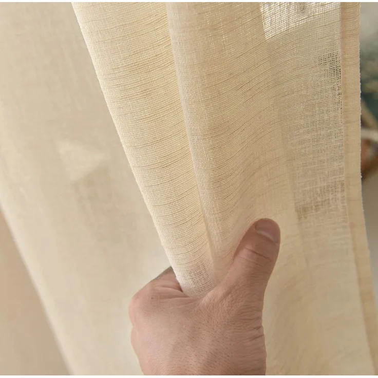 Woltu Gardine (1 St), halbtransparent, mit Schlaufen Leinen Landhaus Optik – Bild 3