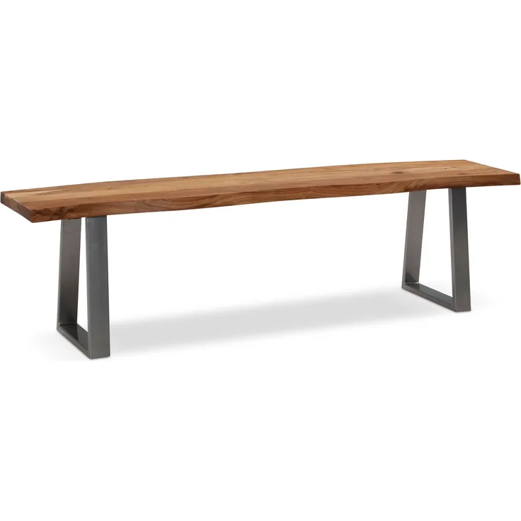 Esszimmerbank 180x40x45,5cm Akazie Massivholz Metall Baumkante Modern