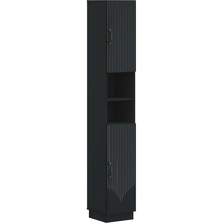 vidaXL 3-teiliges Badezimmer-Schranksystem HOORN Schwarz Holzwerkstoff 3417469 – Bild 5