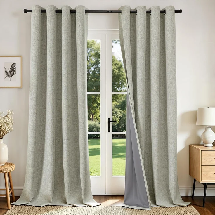 Joydeco Verdunkelungsvorhänge, 304,8 cm lang, extra Lange Vorhänge für Wohnzimmer, Schlafzimmer, Verdunkelungsvorhänge, Leinenstruktur, Vorhänge für Fenster (132 x 305 cm, Hellbeige)