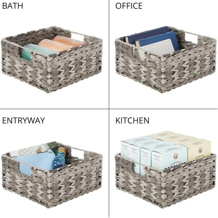 mDesign Aufbewahrung Flechtkorb Schrankkorb Regalbox Organizer 3er Set Grau Mix – Bild 6