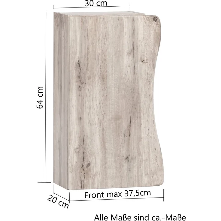 Badezimmer Hängeschrank 30 cm KAHLA-03 mit Baumkantenoptik in Wotan Eiche Nb, B/H/T: ca. 37,5/64/20 cm – Bild 6