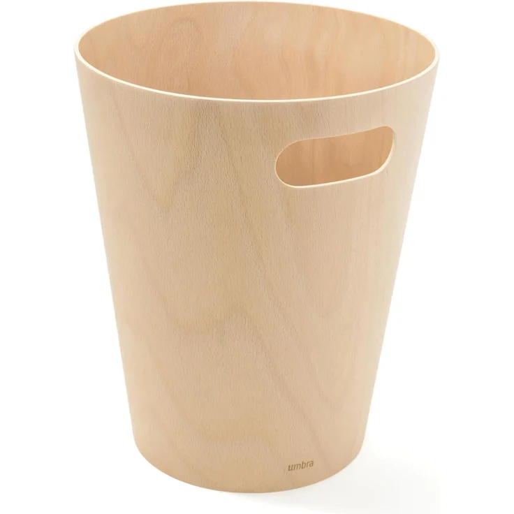 Umbra Woodrow Abfalleimer – Zweifarbiger Holz Papierkorb für Büro, Badezimmer, Wohnzimmer und Mehr, 7,5l Fassungsvermögen, Natur, – Bild 1