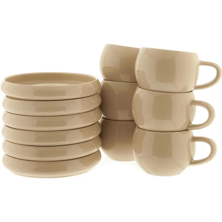 Lissa Bonna Biscuit Kaffeetassen mit Untertellern - 12-teiliges-Set in Beige, 215 ml – Bild 2
