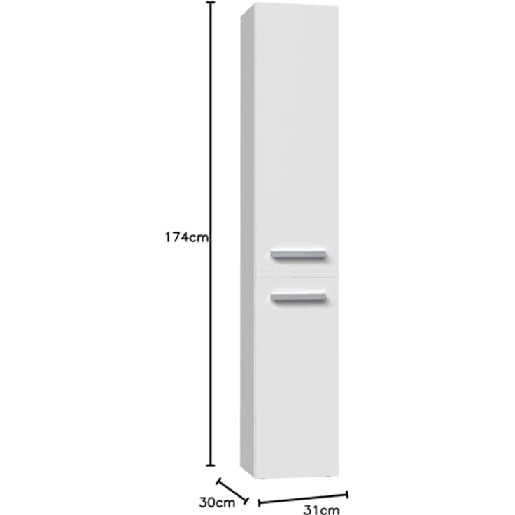 ibonto Hochschrank Badezimmerschrank mit langen Türen - Platzsparender Badschrank – Bild 4