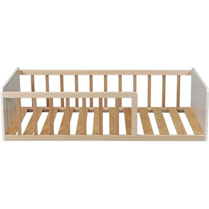 WEBER INDUSTRIES Pilou Bett, 70x140 cm + Lattenrost, Weiß und Natur – Bild 4