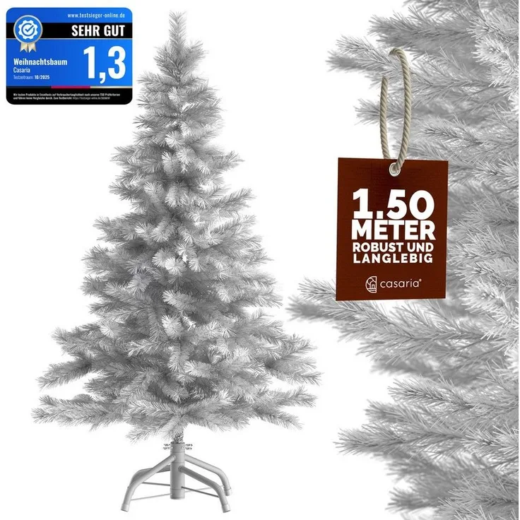 Casaria Künstlicher Weihnachtsbaum, 150cm dichte Spitzen weißer Baum Metallständer Schnellaufbau flammfest