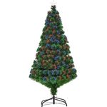 HOMCOM Künstlicher Weihnachtsbaum Weihnachtsbaum, Christbaum, Tannenbaum LED Lichtfaser Baum, Grün, 150 cm