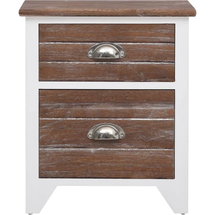 vidaXL Nachttische 2 Stk. mit 2 Schubladen Braun und Weiß 242042 – Bild 4