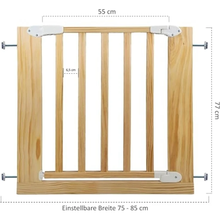 Absperrgitter Treppenschutzgitter Echtholz für 75-85cm Durchgang 77cm Hoch – Bild 3