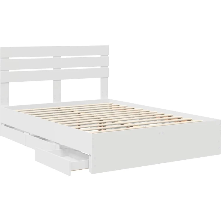 vidaXL Bettrahmen mit Schubladen Weiß 160x200 cm Ingenieurs Holz 3411489 – Bild 4