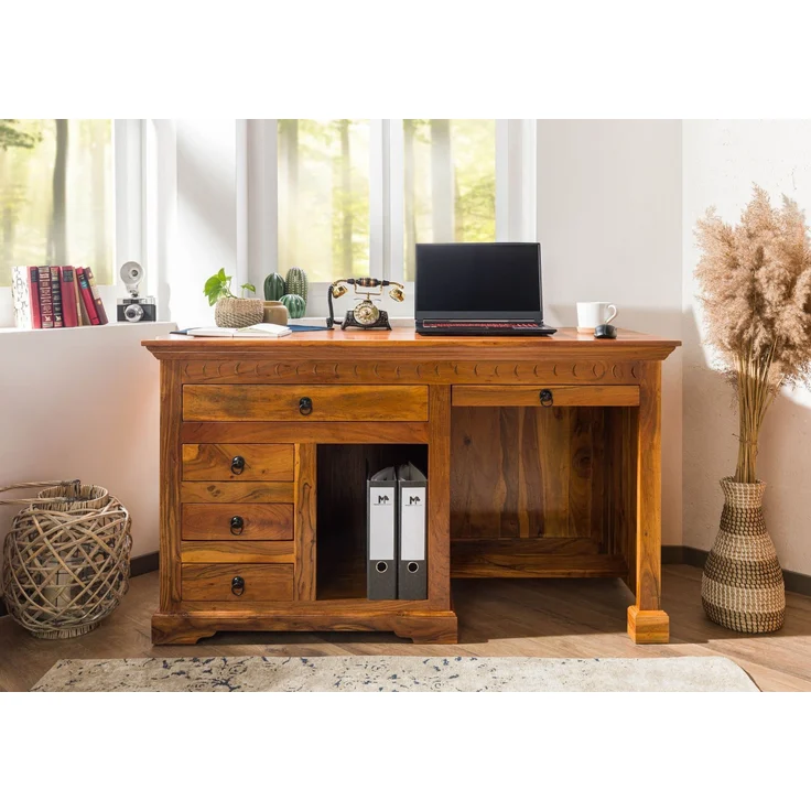 Schreibtisch Akazie 140x64x80 honig lackiert OXFORD #0511 – Bild 3