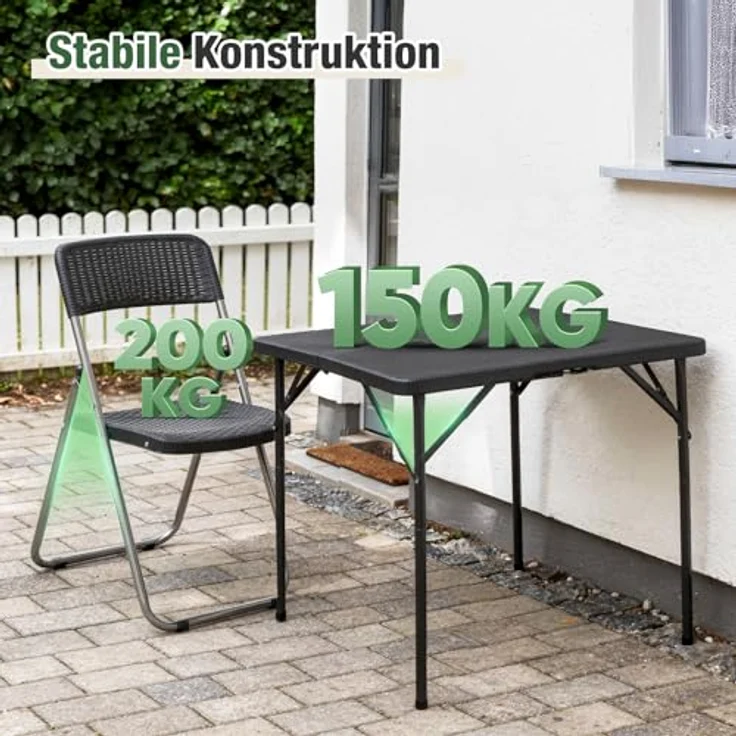 Sekey Gartengarnitur Set, Garten-Essgruppe 4 Personen, Balkonset Balkonmöbel Set 4 Stühle mit Tisch, Klappbar Gartentisch mit Stühlen Set Terrassenmöbel für Terrasse, Balkon, Bistro, Garten – Bild 5