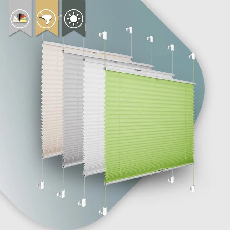 Plisseerollo ohne Bohren Klemmfix 60x130 cm(BxH) Grün Jalousie Sonnenschutz Easyfix Faltrollo Lichtdurchlässig Rollo für Fenster & Tür – Bild 1