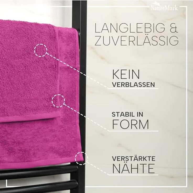 NatureMark Gästetücher – 20er Pack (30x50 cm), 100% Baumwolle, Oeko-TEX Zertifiziert, weich, saugfähig und pflegeleicht – Für Bad, Gäste & Spa – Pink – Bild 5