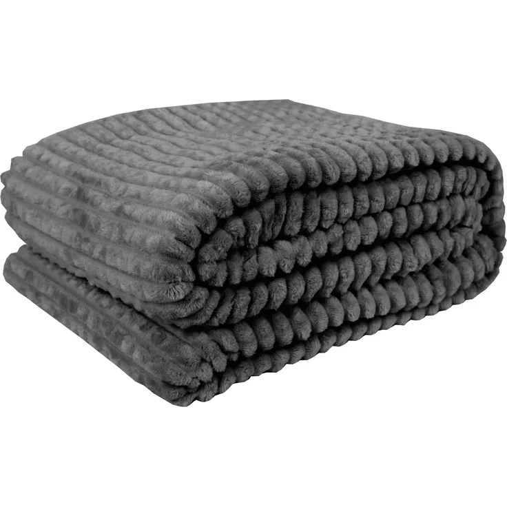 Kuscheldecke Jacquard Flanell Anthrazit 130x170 cm