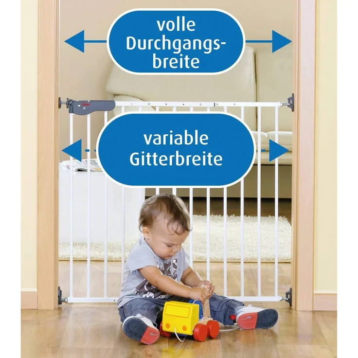 reer 'S-GATE' Tür- und Treppengitter, für Türbreiten 73-110cm, zum Schrauben, Metall, Weiß – Bild 7