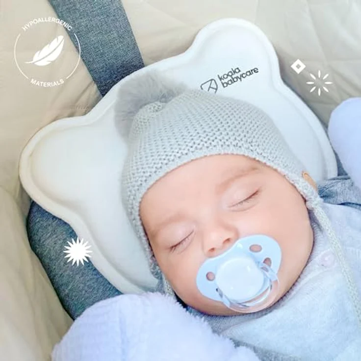 KOALA BABYCARE Babykissen Plagiozephalie, abnehmbar (mit Zwei Kissenbezügen), hilft EIN Plattkopfsyndrom vorzubeugen und zu behandeln. Aus Memory Foam - Weiß - Registriertes Design KBC® – Bild 3