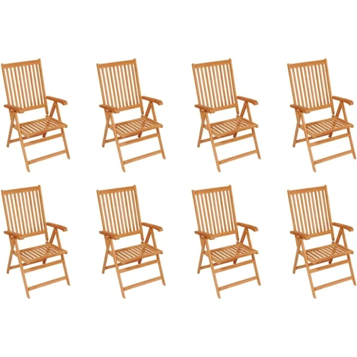 vidaXL Verstellbare Gartenstühle mit Auflagen 8 Stk. Massivholz Teak 3072541 – Bild 6