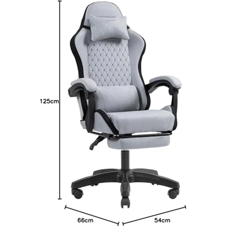 Mars Gaming MGC-X, Ergonomischer Gaming-Stuhl, Atmungsaktiver Stoff, Verstellbare Rückenlehne und Höhe, Dynamische Armlehnen, Nacken- und Lendenkissen, Bürostuhl mit Ausziehbarer Fußstütze, Schwarz – Bild 3