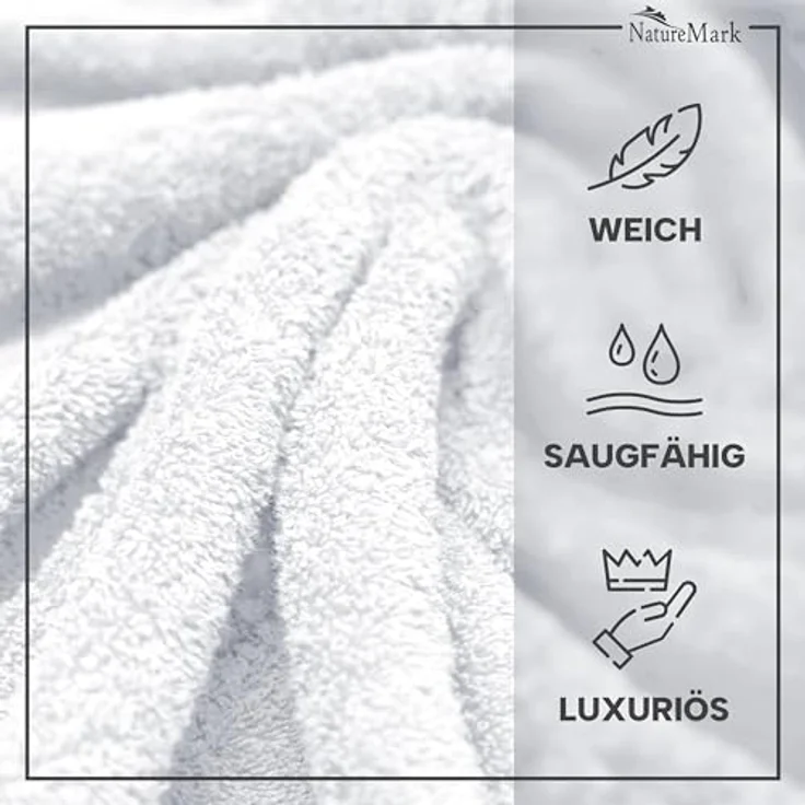NatureMark Gästetücher – 20er Pack (30x50 cm), 100% Baumwolle, Oeko-TEX Zertifiziert, weich, saugfähig und pflegeleicht – Für Bad, Gäste & Spa – Weiß – Bild 3