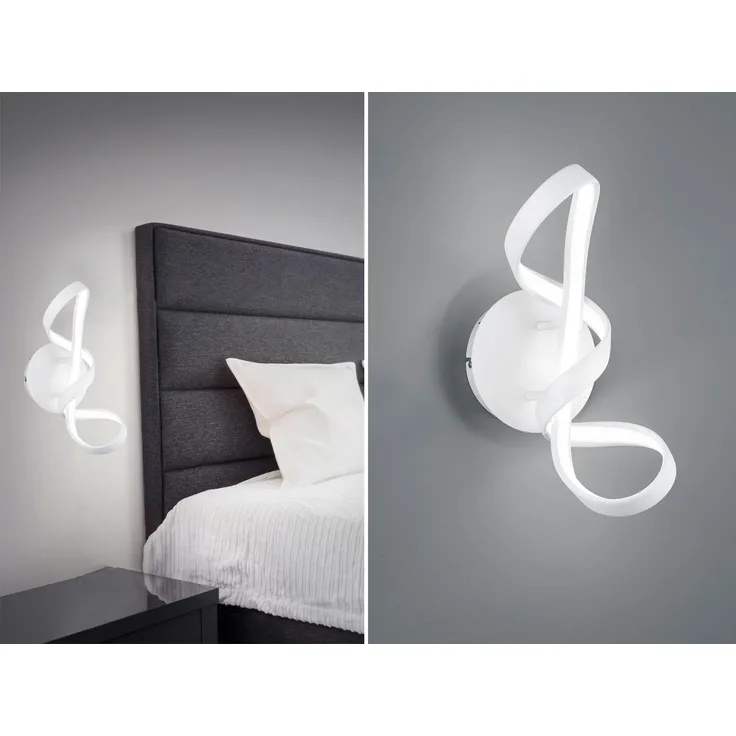 LED Wandleuchte PERUGIA Metall Weiß matt 3 Stufen Dimmer, Höhe 40cm