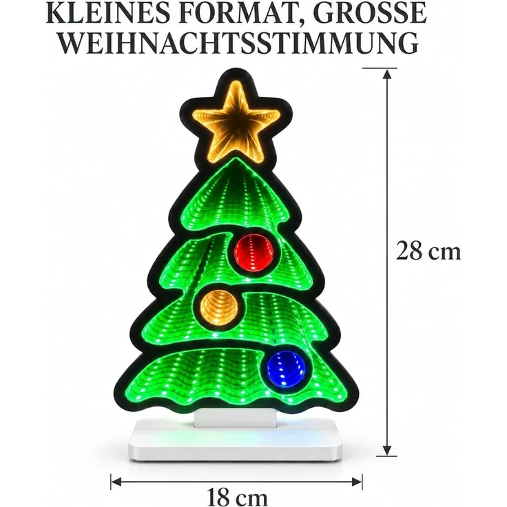 LED Infinity Spiegel Tannenbaum 28 cm mit Timer, bunte Weihnachtsdeko innen – Bild 5