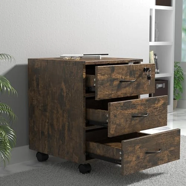 MID.YOU Rollcontainer Baula, Eiche dunkel, Metall, 3 Schubladen, 40x54x44 cm – Bild 2