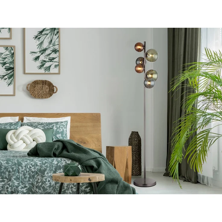 Stehleuchte RIHA Anthrazit 6-flammig mit bunten Glaskugeln, Höhe 155cm – Bild 6