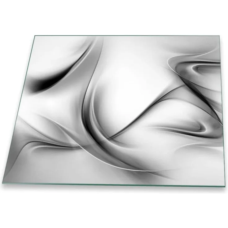 Herdabdeckplatte Abdeckung Ceranfeld Abdeckplatte Schneidebrett 1-Teilig 60x52 Abstraktion Grau Spritzschutz Glasplatte Ceranfeldabdeckung Schutz Herdschutz Sicherheitsglas Glasschneidebrett